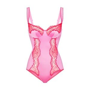 SKIMS STRETCH LACE BALCONETTE BRIEF BODYSUIT NEON ORCHID SMALL